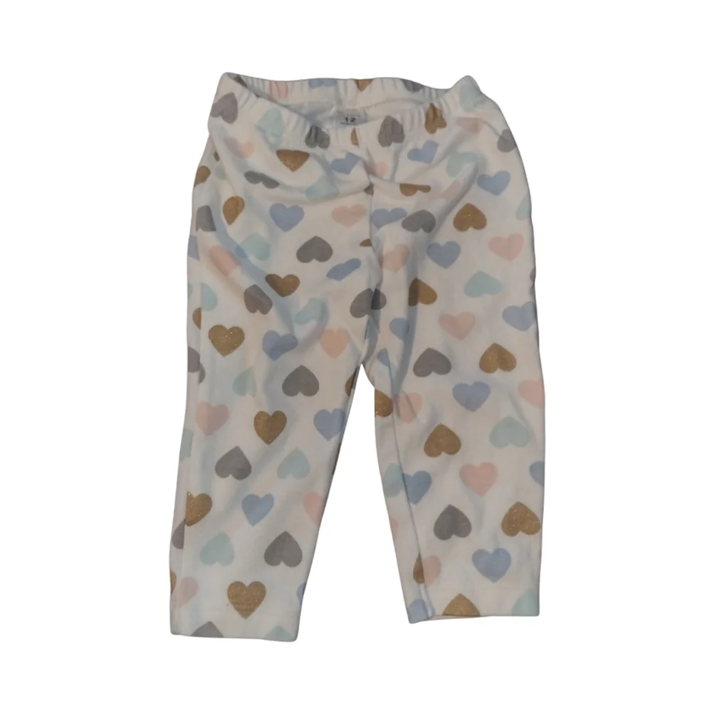 M3) Carter’s 12M Heart Print Baby Girl Leggings - Picture 2 of 7